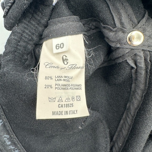 Conte Florence Hat Cap 60 Black Wool Earflap Baseball Italy Sporty Luxury - Picture 14 of 15